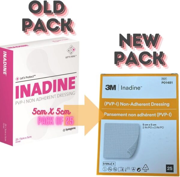 INADINE Non Stick Adhesive Pads for Wounds | Non-Adherent Dressing containing povidone Iodine